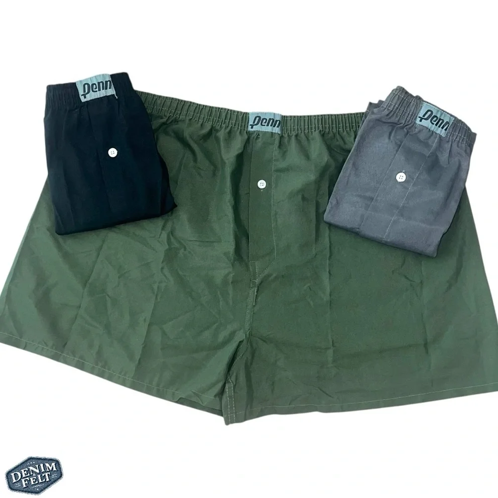 Penn 3 Pack Mens‎ Soft Light Weight Breathable Woven Boxer Shorts | NEW/NWT!!☑️